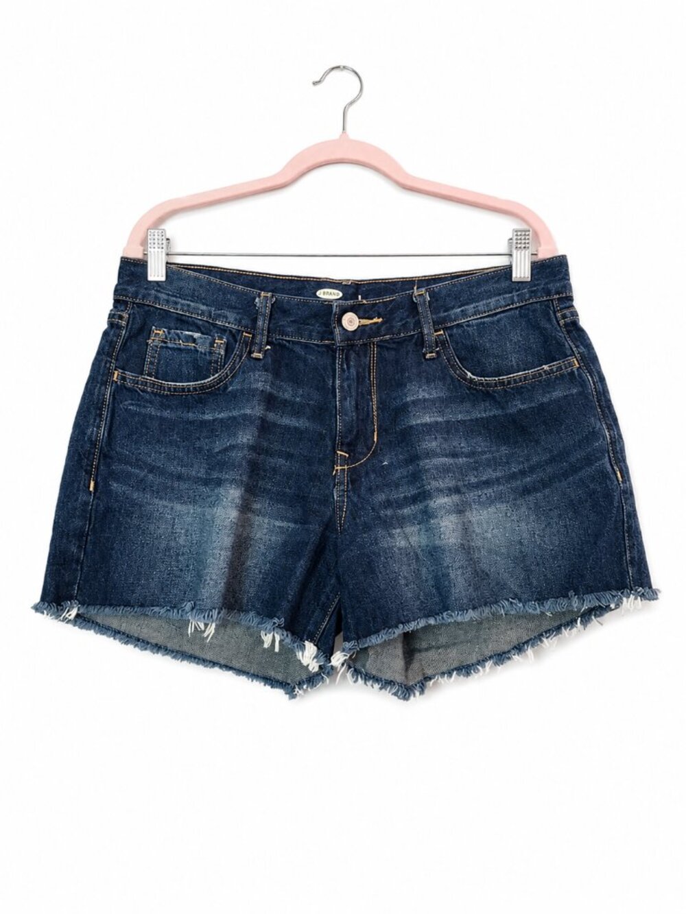 Old Navy Denim Shorts Sz 8 Dark Wash Distressed Frayed Hem Y2K Casual